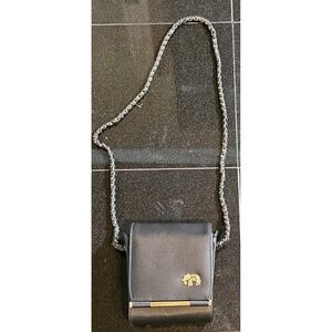 Nima Vintage Black W/Black-Gold Braided Crossbody Strap Gold Elephant Womens